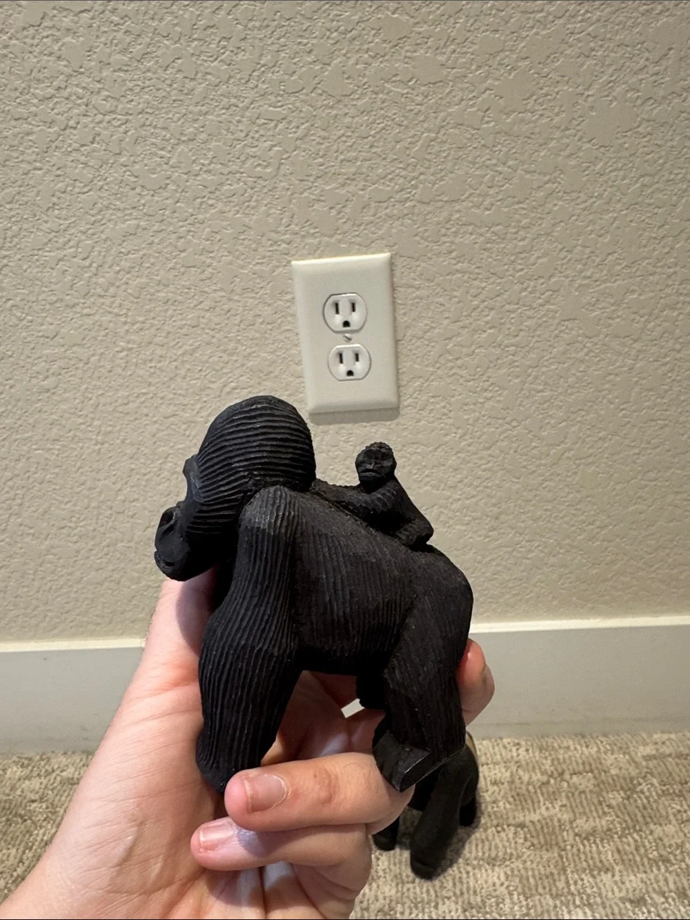 Matte Black Gorilla Sculpture Pair - Home Wall Decor Accent